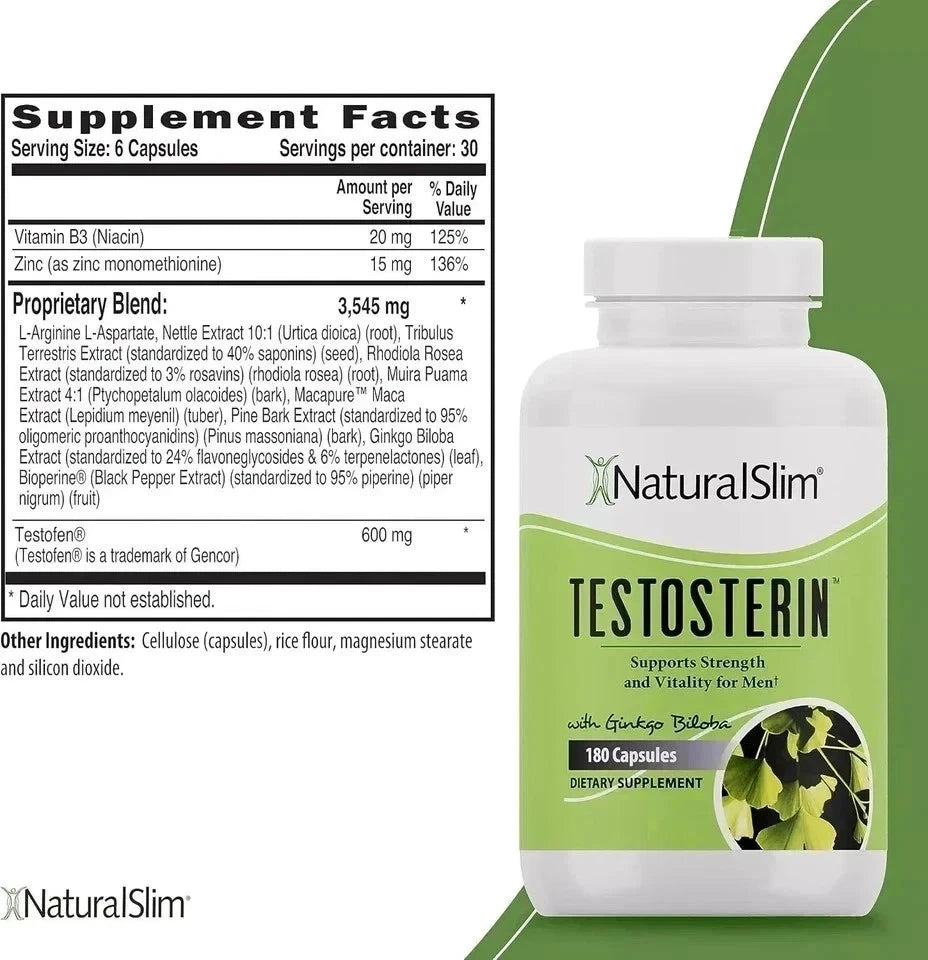 NaturalSlim Testosterin Men's Multivitamin 180 Capsules